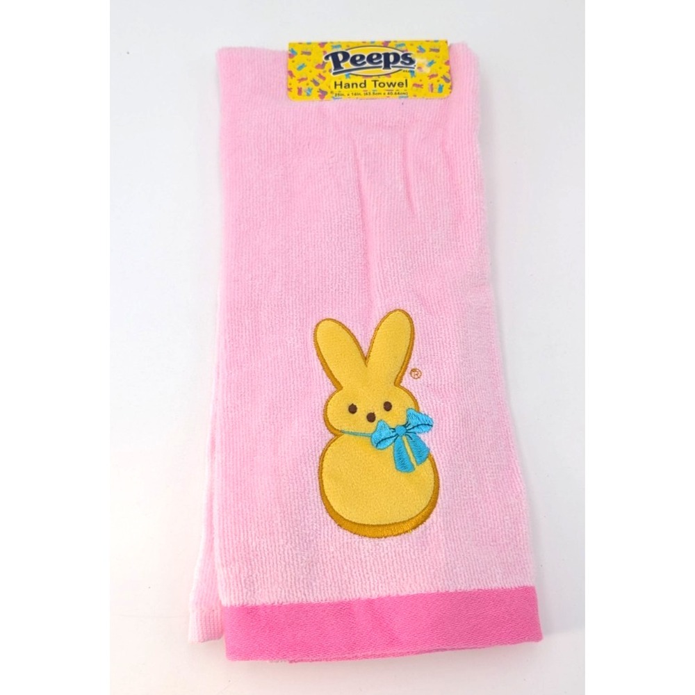 Peeps Pink Hand Towel Cotton Embroidered Bunny Bathroom Decor NEW